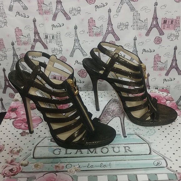 Jimmy Choo - Black/Bronze Metallic Glenys Shoes - Picture 2 of 8